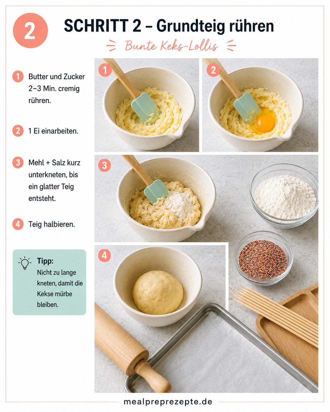 Butter und Zucker werden für den Grundteig der Biskuitschnecken am Stiel cremig gerührt