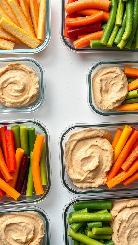 Vegetarische Snacks und Beilagen vorbereitet