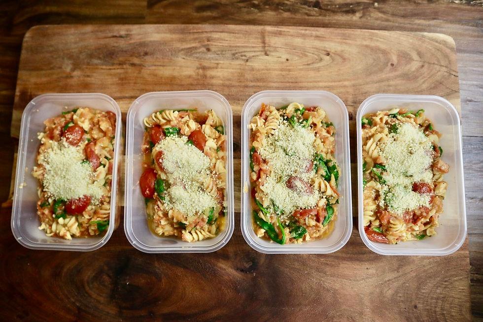 Vegetarische Pasta in Meal Prep Box